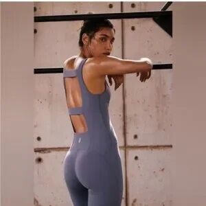 Stylish Blue Backless Jumpsuit